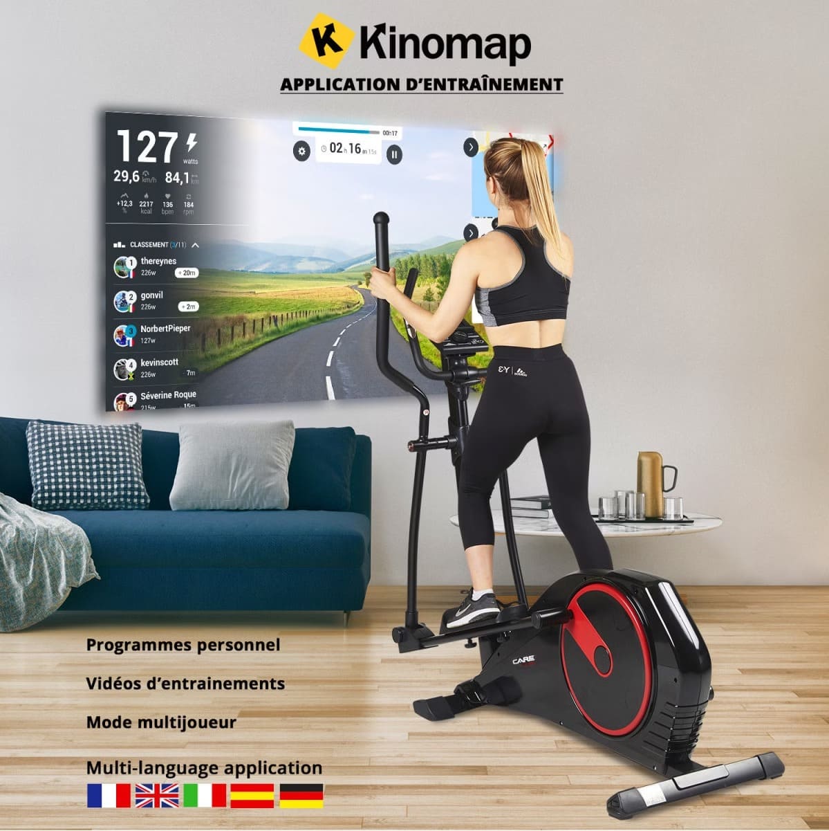 Vélo elliptique Care Fitness connecté - CE-695 – Image 6